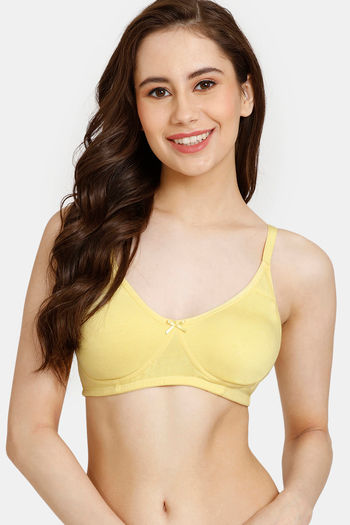 Buy Rosaline Everyday Double Layered Non Wired 3/4th Coverage T-Shirt Bra - Mellow Yellow